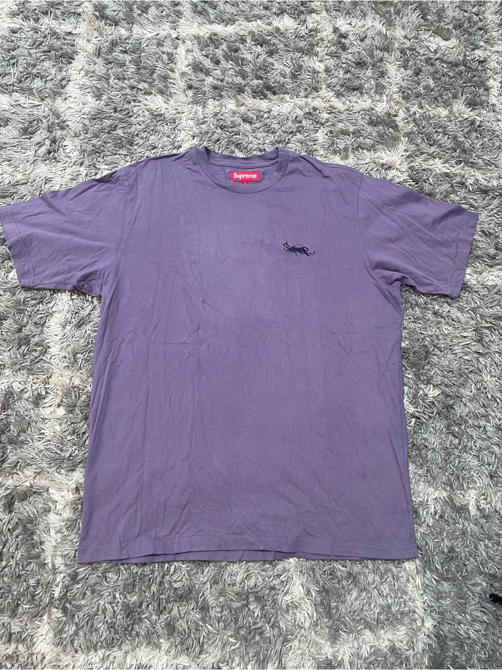Supreme 24SS Washed Tag S/S Top Purple Embroidered Logo T-Shirt